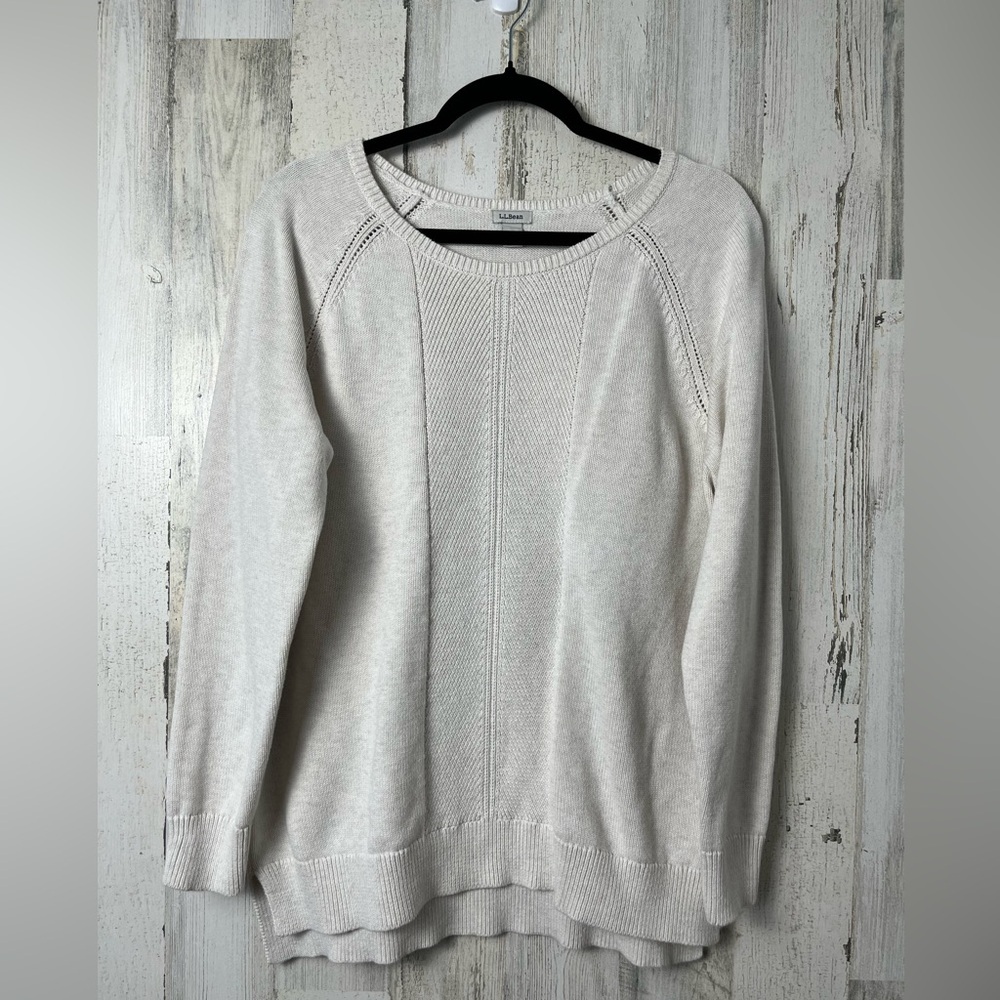 L.L. Bean Women's Signature Cable Knit Cream color Crew-neck Sweater size XL